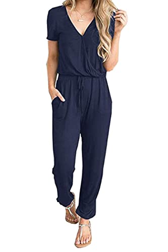 PRETTYGARDEN Jumpsuits for Women Casual Summer Romper - color: Navy, size: Small