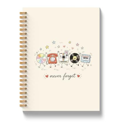 80s 90s Nostalgia Gifts Spiral Notebook 5.5x8.3in - color: Never Forget