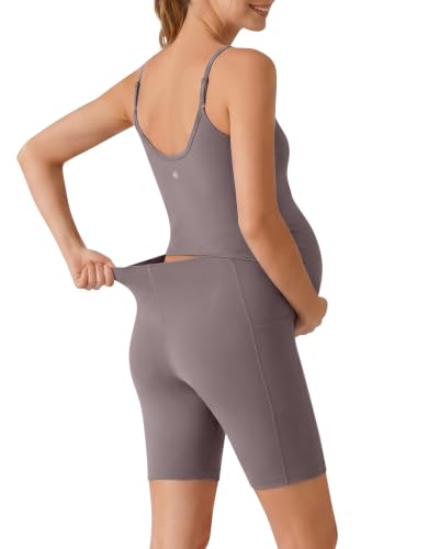 G4Free BareFeel Built in Bra Maternity Romper Smart Back Opening Jumpsuit - color: Taupe, size: Medium