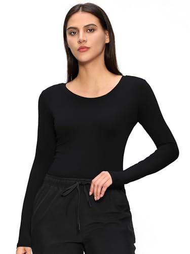 Underscrub Long Sleeve Women Crew Neck Comfort Tee, Scrub Undershirt - color: Black, size: 3X-Large