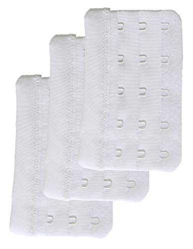 Women's Bra Extender 5 Hook Plus Size Bra Strap Extenders 3pcs-Pack - color: White