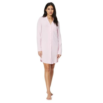 Amazon Essentials Women's Breathable Piped Nightshirt (Available in Plus Size) - color: Pink, size: Large