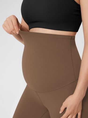 ODODOS Women's Maternity Leggings 25" - Buttery Soft Over The Belly Pregnancy Lounge Yoga Pants - color: Brunette, size: Small