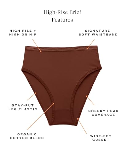Subset Women's Organic Cotton High-Rise Brief, Knickey Underwear, 3-Pack - color: Cacao + Spice + Wheat, size: X-Large