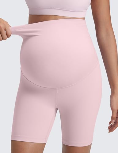 CRZ YOGA Maternity Biker Shorts 6" - color: Pink Haze, size: Medium