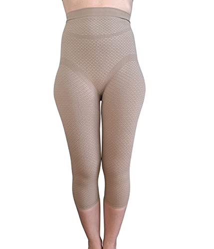 Bioflect® Capri Compression Leggings with Bioactive Fibers and Raised Massaging Knit for Support and Comfort - color: Nude, size: 4X-Large