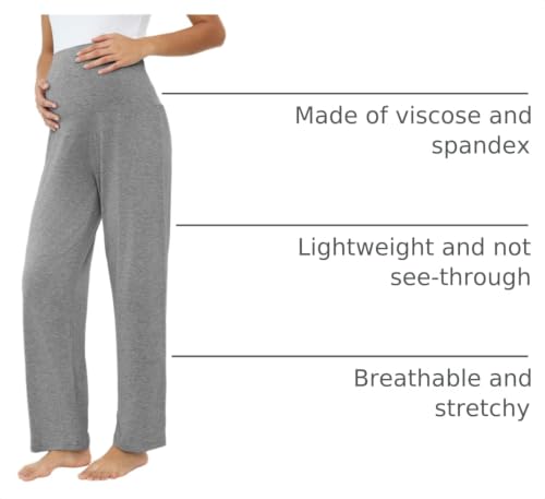 Joyaria Bamboo Viscose Maternity Pajamas Pants Over Belly - color: Gray, size: Small