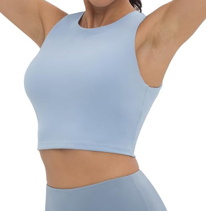 V VOCNI Nursing Tank Tops Racerback Breastfeeding Crop Top - color: Baby Blue, size: Medium