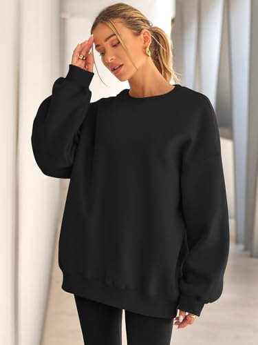 EFAN Womens Oversized Sweatshirt Crewneck Sweater Casual Fall Outfits 2026 - color: Black, size: Medium