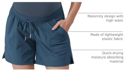 Maacie Maternity 5" Hiking Shorts with Pockets - color: Blue-grey, size: X-Large