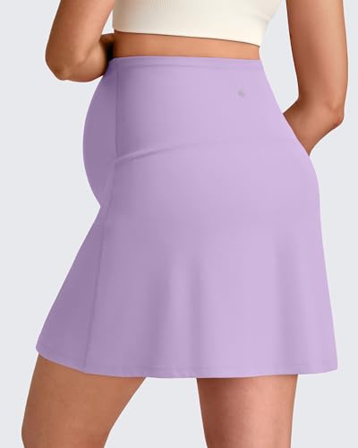 G4Free BareFeel Maternity Skirt with 2 Pockets Pregnancy Shorts Tennis Golf - color: Light Purple, size: Medium