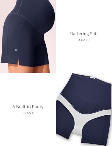 Mama Land Maternity Swim Shorts Over the Belly - color: Navy Blue, size: Medium