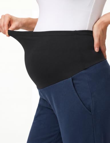 Women's Maternity Joggers with Light Fleece Lining - color: Blue, size: Small