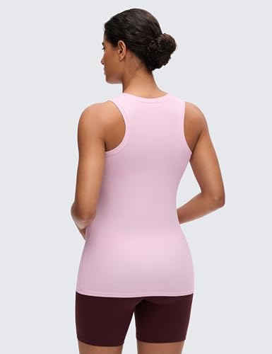 CRZ YOGA Maternity High Neck Tank Tops - color: Pink Peony, size: Medium