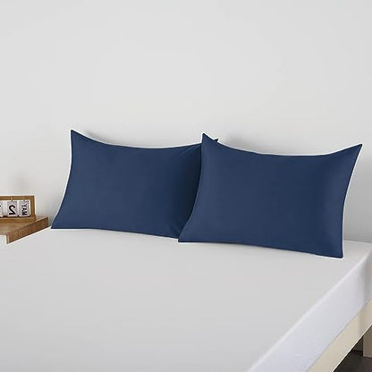 100% Egyptian Cotton Pillow Protectors Set of 4 Standard Size - color: Navy Blue, size: Standard 4Pack