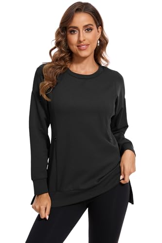 Smallshow Women's Nursing Sweatshirt Long Sleeve Breastfeeding Tops - color: Black, size: Medium