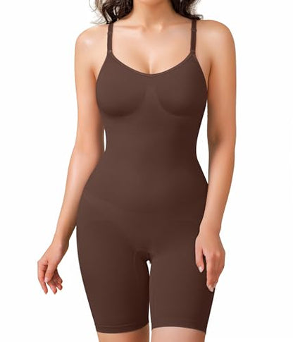 BRABIC Bodysuits for Women Seamless Shapewear Tummy Control Body Shaper - color: Chocolate Brown, size: Medium