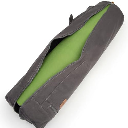 Yoga Mat Bag for Women & Men, Full-Zip Canvas Pilates Bag with Pockets - color: Grey-1