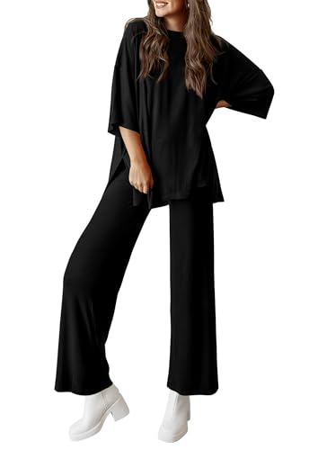 PRETTYGARDEN Two Piece Sets for Women Lounge Matching Set - color: Black, size: Large