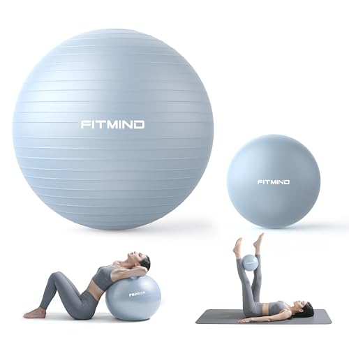 Exercise Balls Set 22-30 Inch & 9 Inch, Small Pilates Ball with Pump, Pregnancy Ball for Women, Yoga Balls for Exercise, Small Exercise Ball for Between Knees, Stability, Physio - color: Blue, size: M 22" + 9"