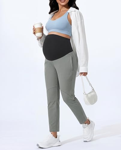 Maternity Pants Over The Belly Stretchy Scrub Pants - color: Grey, size: XX-Large