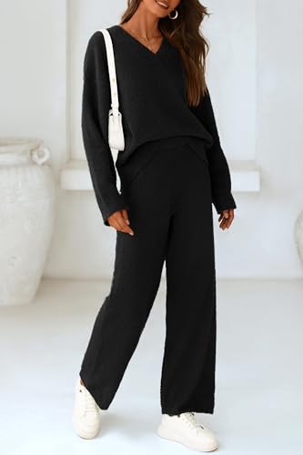 PRETTYGARDEN Lounge Sets for Women 2 Piece Pajama Set - color: Black, size: Medium