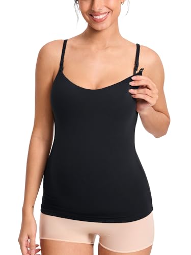 MOMANDA Nursing Tank Tops for Breastfeeding - color: Black, size: Large