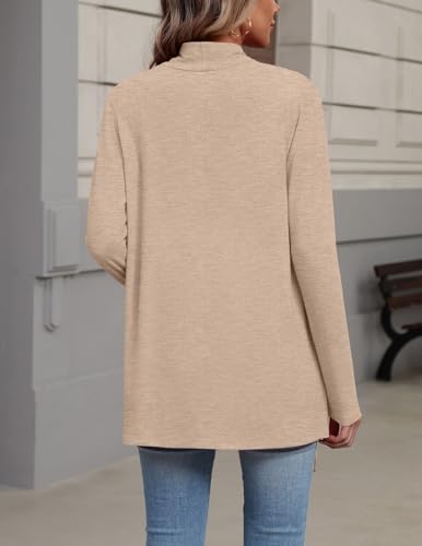 Zeagoo Lightweight Cardigan for Women Long Sleeve Open Front Cardigans - color: Khaki, size: Medium