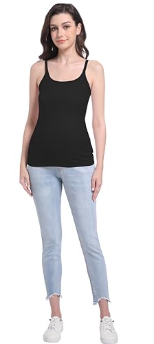 V VOCNI Women's Maternity Camisole Spaghetti Strap Pregnancy Tank Tops - color: 2pack Black/White, size: X-Large
