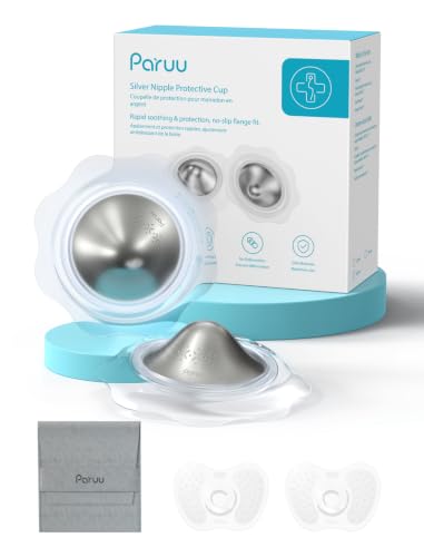 Paruu Silver Nursing Cups with Soft Silicone Flange, 1.77in/45mm - size: Flange-L-1.77in/45mm