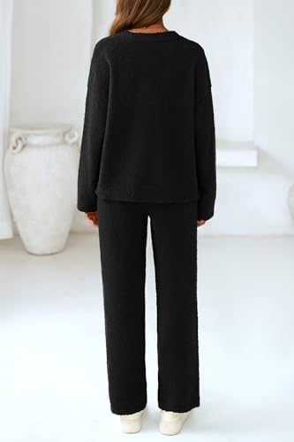 PRETTYGARDEN Lounge Sets for Women 2 Piece Pajama Set - color: Black, size: Medium