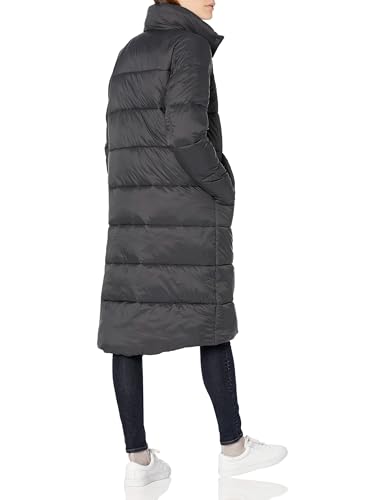 Amazon Essentials Women's Lightweight Full-Zip Water-Resistant Long Cocoon Puffer Winter Coat, Stand Collar, Insulated - color: Charcoal, size: Medium