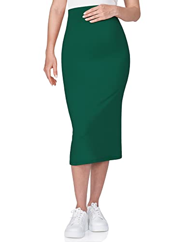 POSHDIVAH Maternity Skirt Over The Belly - color: Hunter Green, size: Large