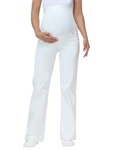 Women's Maternity Jeans Wide Leg Pants - color: White, size: XX-Large