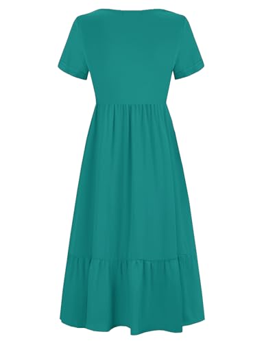 CzzzyL Women Nursing Dress Maternity Maxi Tiered Cocktail with Pockets - color: Turquoise-t, size: Medium
