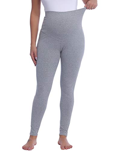 Joyaria Cotton Maternity Leggings Over-the-Belly,Maternity Clothes - color: Grey, size: X-Large