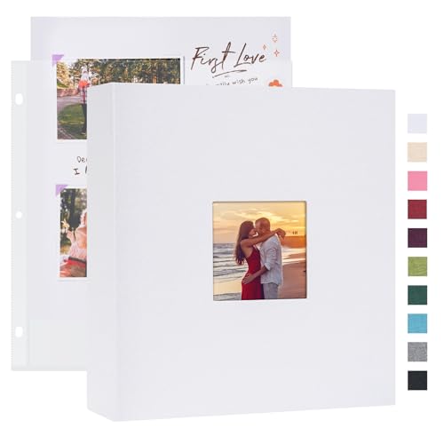 Mublalbum 8.5x11 Inch 3 Ring DIY Scrapbook Photo Album 80 Pages,White - color: White