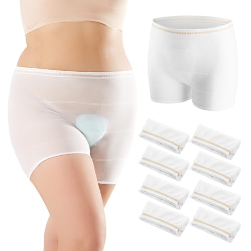 HANSILK Mesh Underwear for Incontinence Pads 8-Pack, White, XX-Large - size: XX-Large
