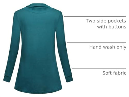 Joymom Maternity Warm Cowl Neck Nursing Sweatshirt Breastfeeding Tunic Tops - color: 4-cyan, size: Large
