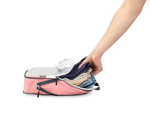TRIPPED Travel Gear Large Compression Packing Cubes with Mesh 6-Piece Set - color: Dusty Rose