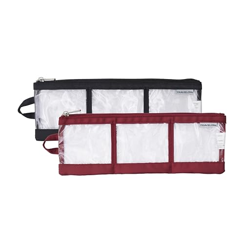 Travelon Set of 2 Accessory Organizer - color: Black / Cranberry