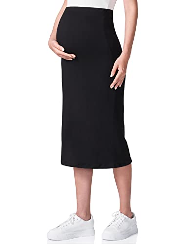 POSHDIVAH Maternity Skirt Over The Belly - color: Black, size: Large