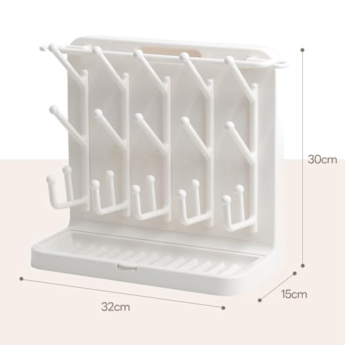 LUNELL Baby Bottle Drying Rack 20 Hooks Space-Saving Vertical Brush Holder