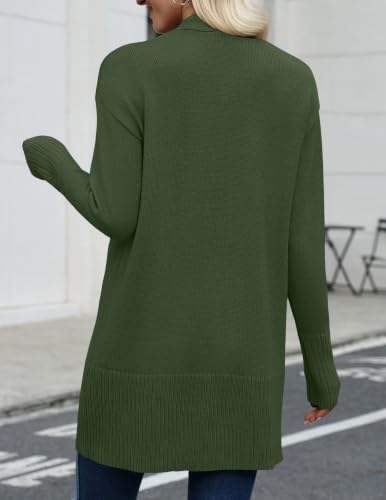 Zeagoo Cardigan Sweaters for Women Open Front Cardigans Long Sleeve Sweater - color: Green, size: Medium