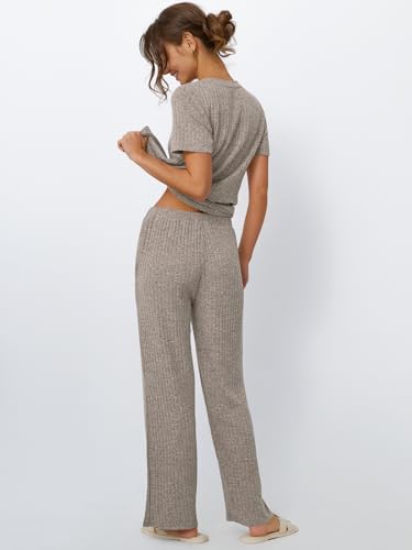 LILLUSORY Womens Lounge Sets 2 Piece Matching Travel Outfits - color: Khaki, size: X-Large