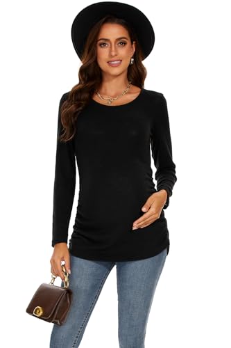 Smallshow Women's Maternity Sweater Shirt Long Sleeve - color: Black, size: XX-Large