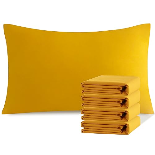 NTBAY Microfiber Queen Pillowcases, 4 Pack, 20 x 30, Ginger Yellow - color: Ginger Yellow, size: Queen (20" x 30")