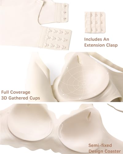 Seamless Jelly Bras for Women, No Underwire Push Up Bra - color: Nude, size: 4X-Large