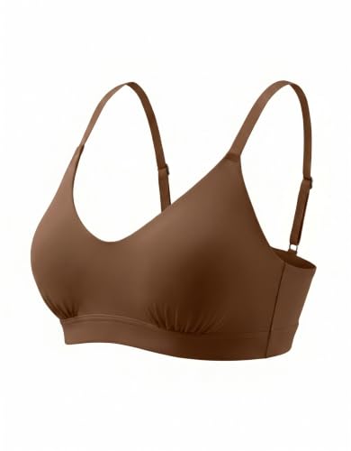 Women's Bralette Soft No Padding Comfort Sleep Bras - color: Brown, size: Medium