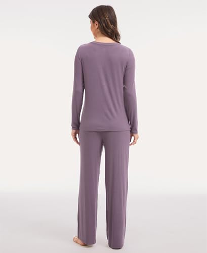 GYS Women's Bamboo Viscose Nursing Pajama Set, Wide Waist Cooling - color: Purplish Grey, size: X-Large
